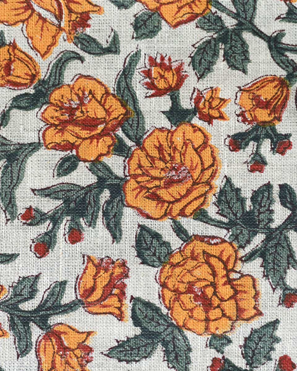 Joshua Hand Block Printed Linen Fabric