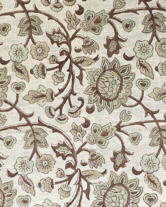 Minelle Hand Block Printed Linen Fabric