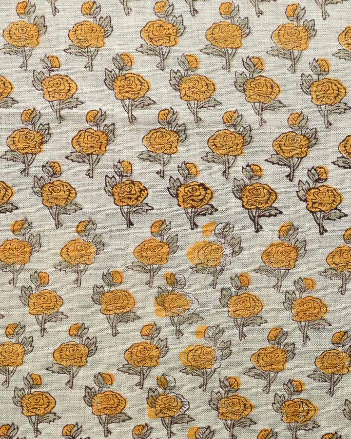 Alice Hand Block Printed Linen Fabric