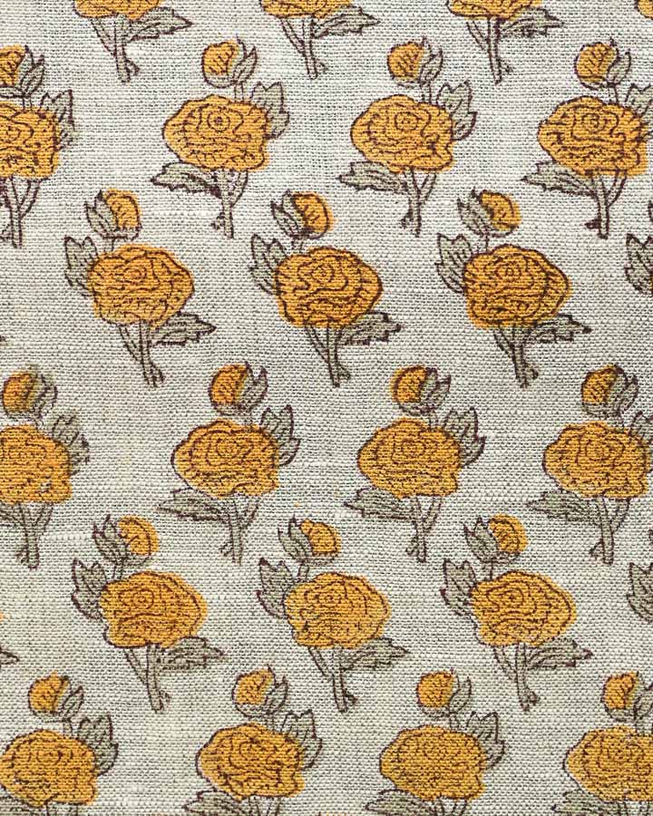 Alice Hand Block Printed Linen Fabric
