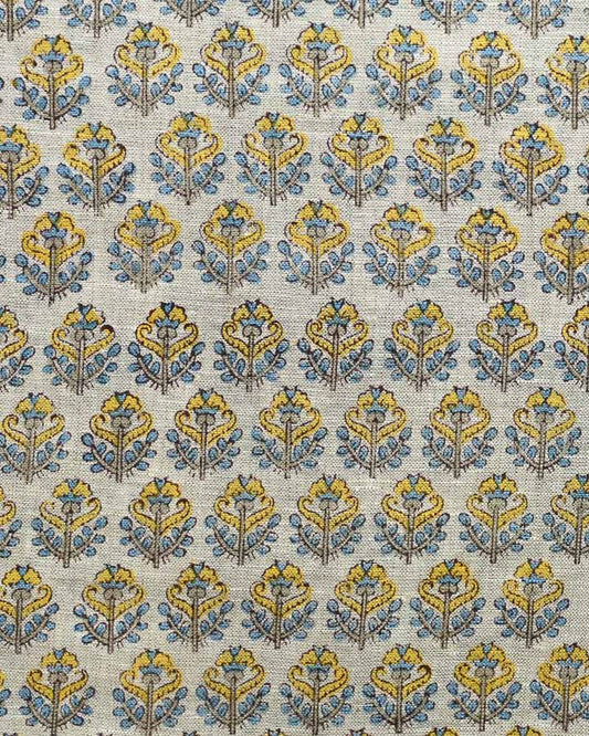 Dlan Hand Block Printed Linen Fabric