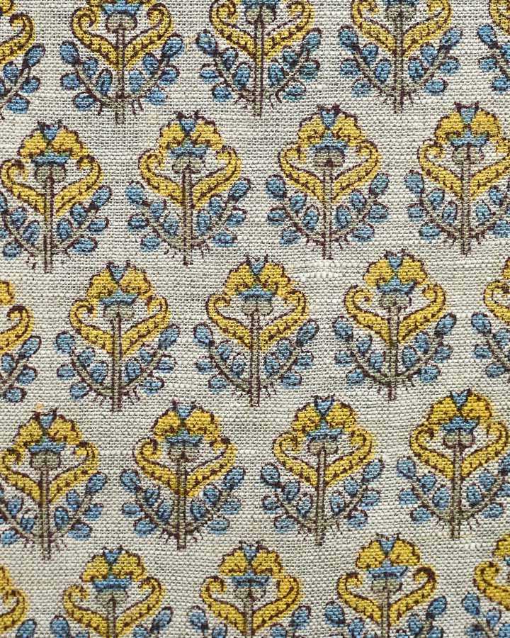 Dlan Hand Block Printed Linen Fabric