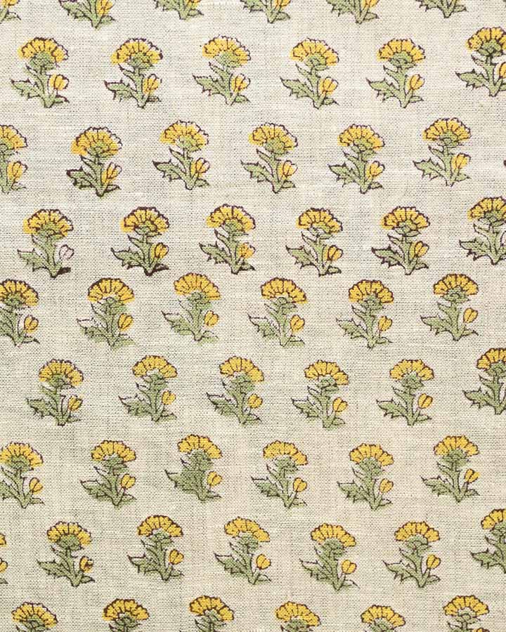 Lily Hand Block Printed Linen Fabric