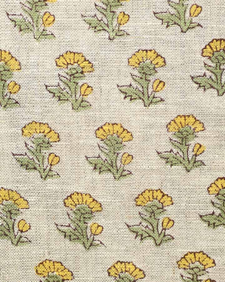 Lily Hand Block Printed Linen Fabric