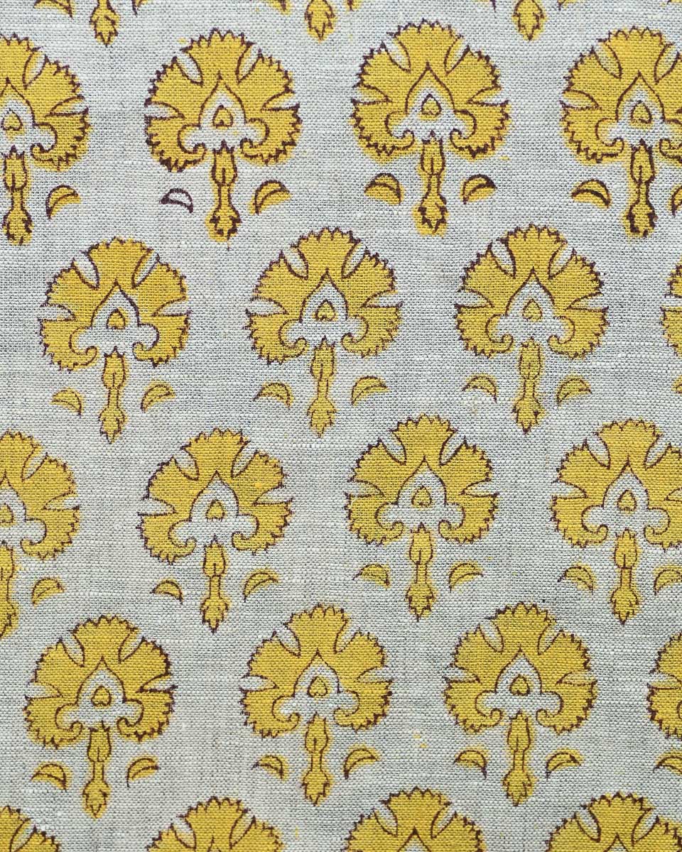 Nathan Hand Block Printed Linen Fabric