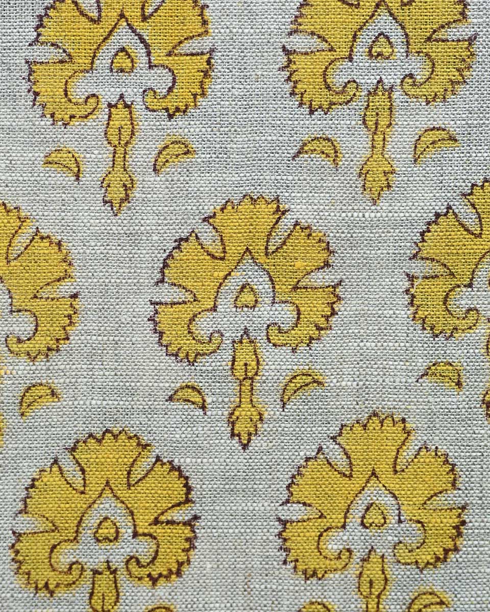 Nathan Hand Block Printed Linen Fabric