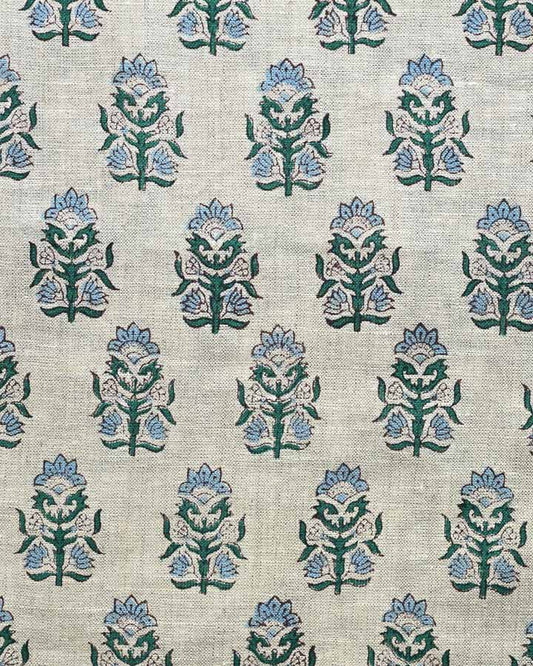 Zoe Hand Block Printed Linen Fabric