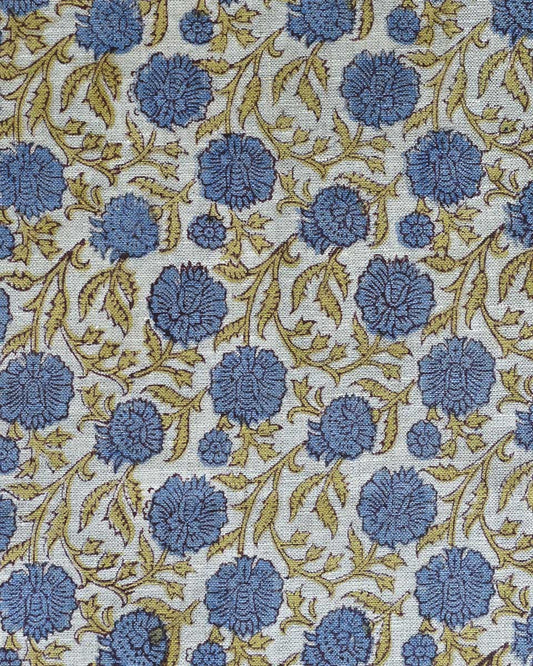 Yuna Hand Block Printed Linen Fabric
