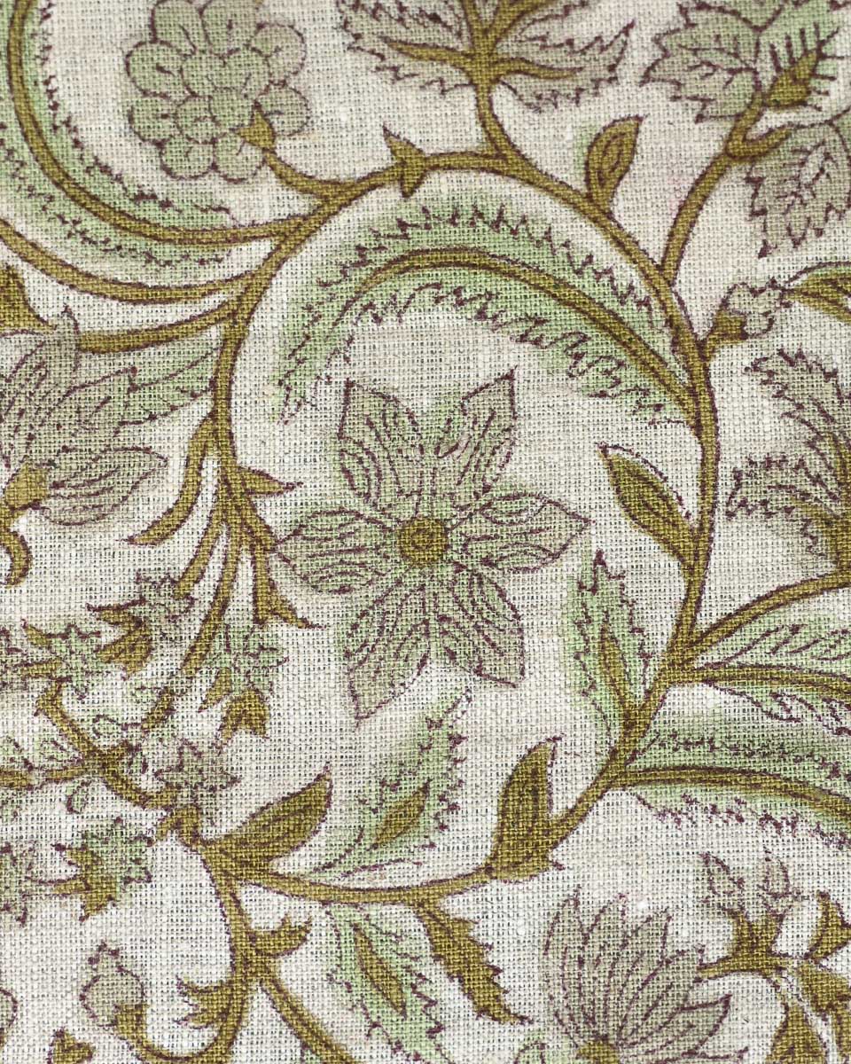 Grace Hand Block Printed Linen Fabric