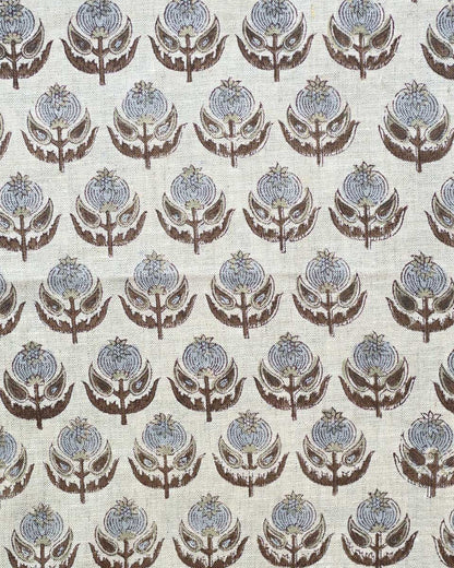 Paisley Hand Block Printed Linen Fabric
