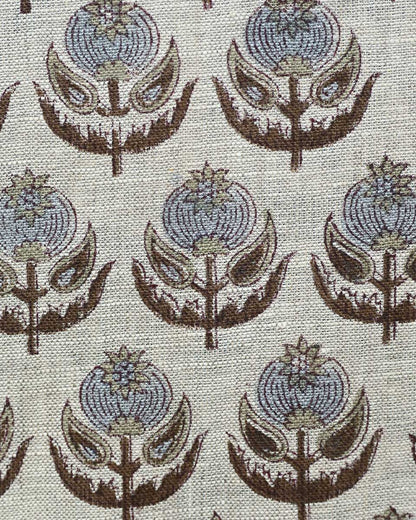 Paisley Hand Block Printed Linen Fabric