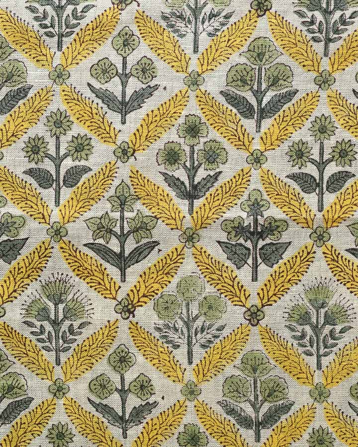 Soleia Hand Block Printed Linen Fabric