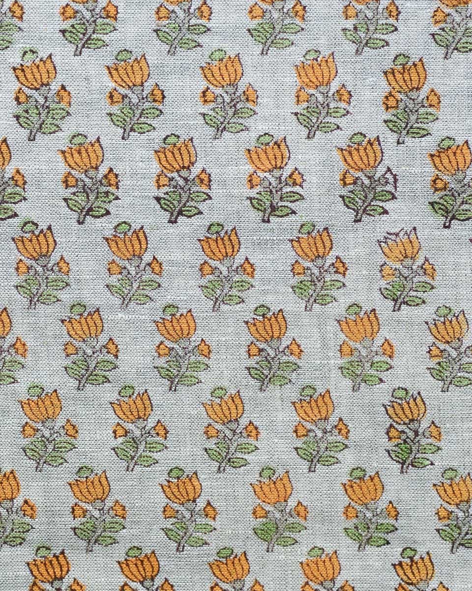 Evelyn Hand Block Printed Linen Fabric