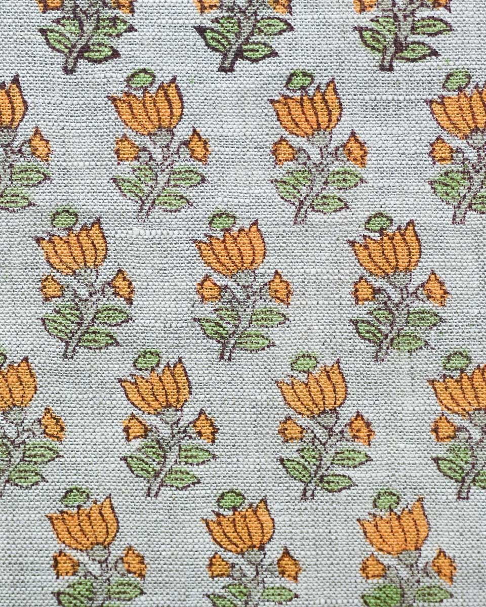 Evelyn Hand Block Printed Linen Fabric