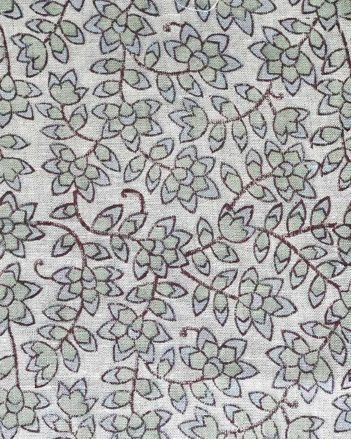 Rose Hand Block Printed Linen Fabric
