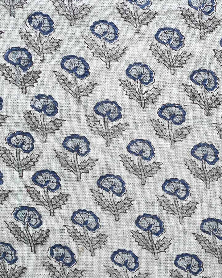 Brandon Hand Block Printed Linen Fabric