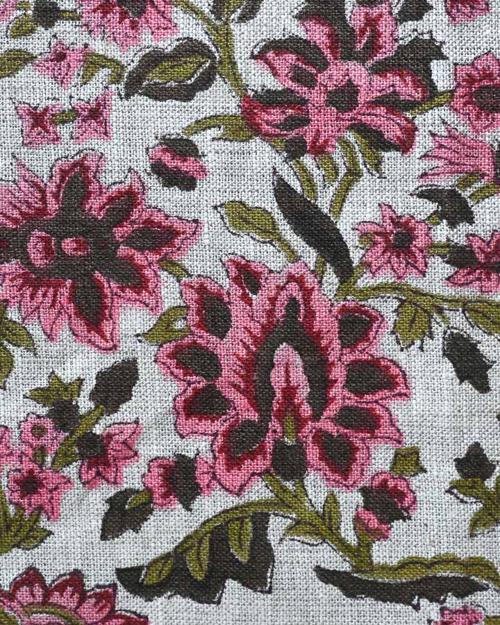Delia Hand Block Printed Linen Fabric
