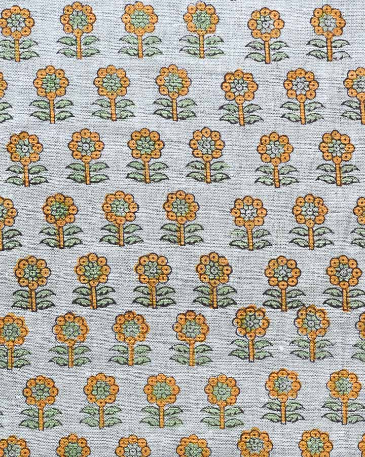 Elira Hand Block Printed Linen Fabric