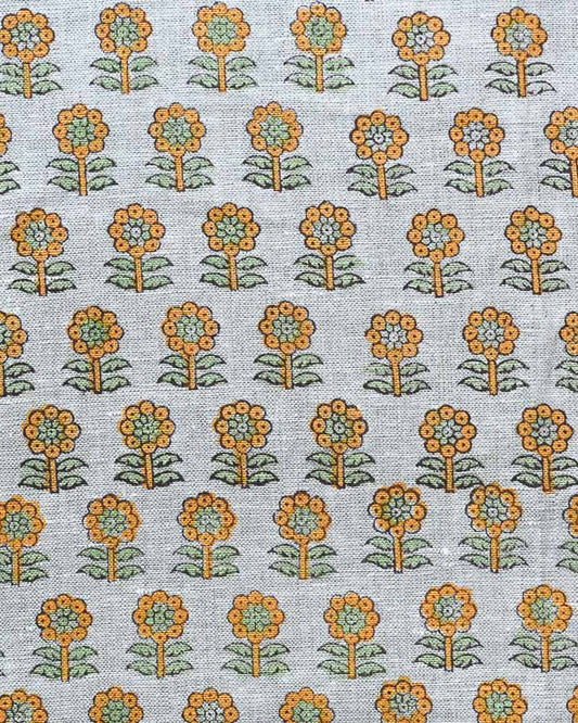 Elira Hand Block Printed Linen Fabric