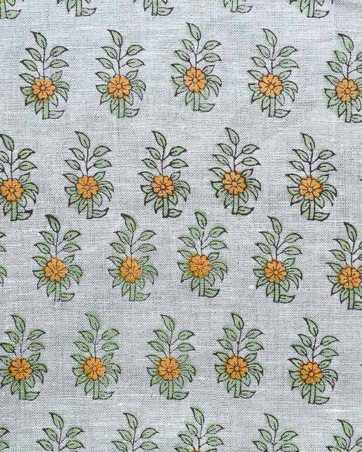 Brisa Hand Block Printed Linen Fabric