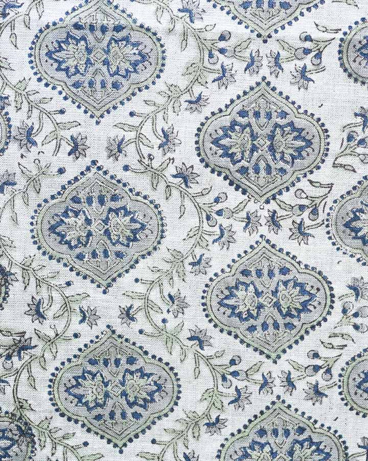 Emerson Hand Block Printed Linen Fabric