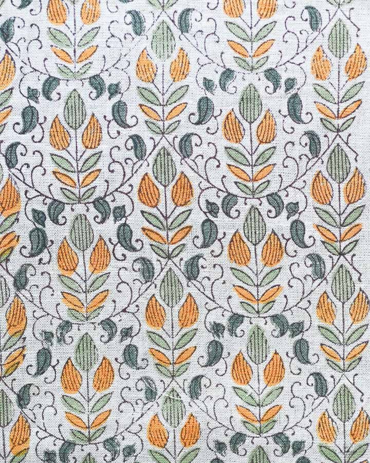 Aven Hand Block Printed Linen Fabric