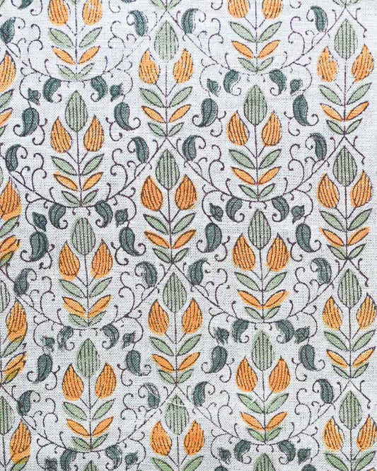Aven Hand Block Printed Linen Fabric