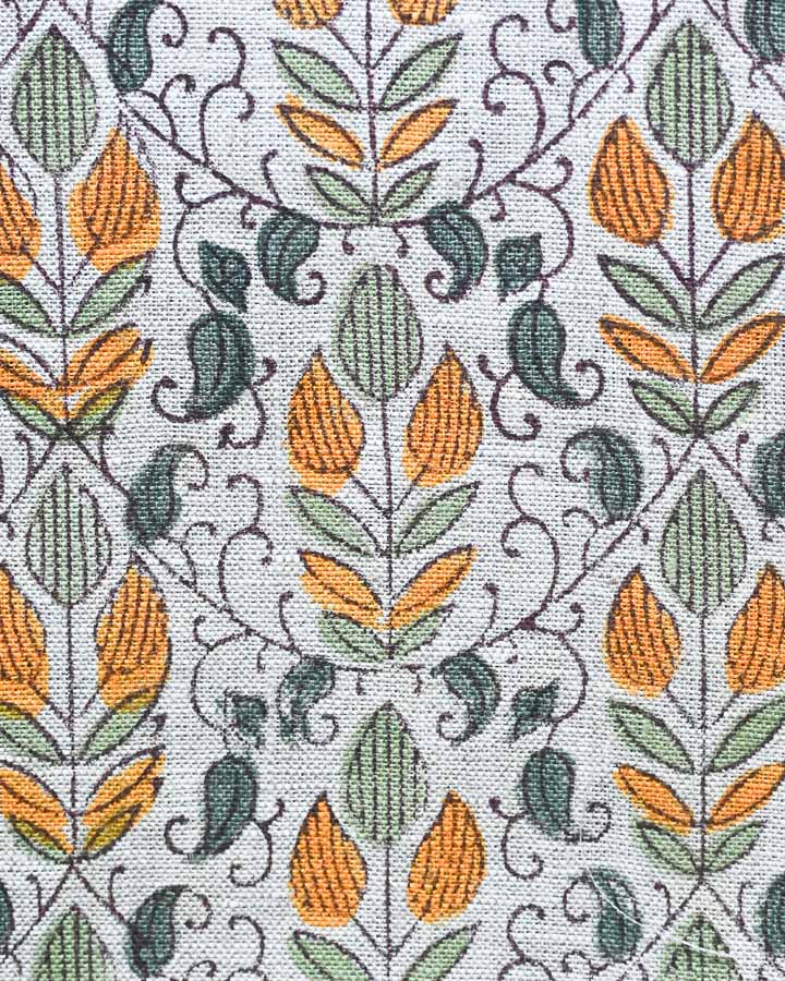 Aven Hand Block Printed Linen Fabric