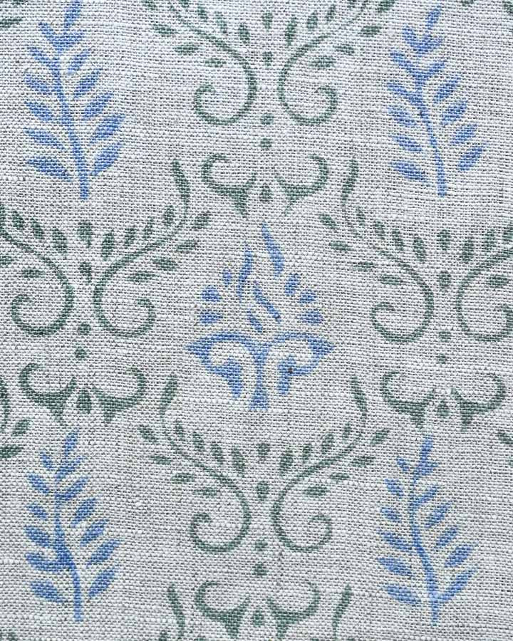 Riley Hand Block Printed Linen Fabric