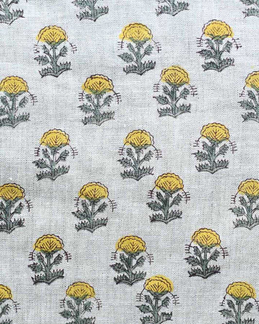 Oustin Hand Block Printed Linen Fabric