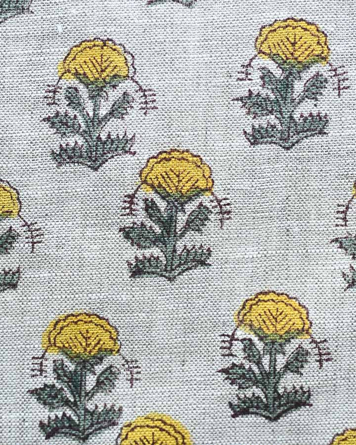 Oustin Hand Block Printed Linen Fabric