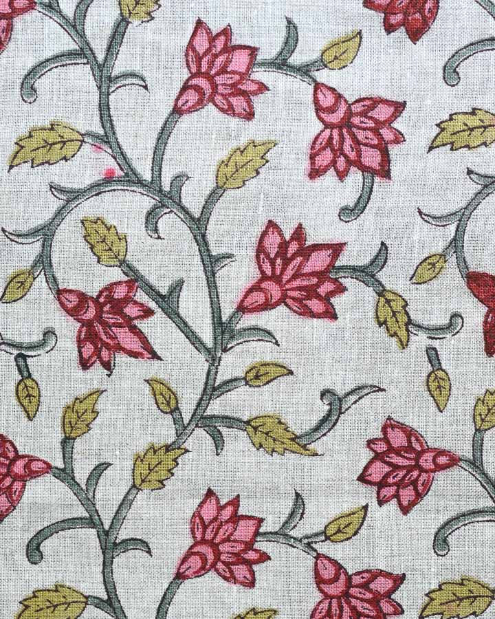 Ilira Hand Block Printed Linen Fabric
