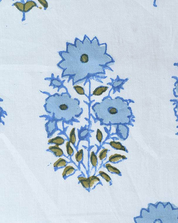 Mughal Flower Block Print Cotton Fabric