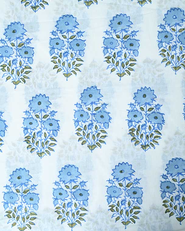 Mughal Flower Block Print Cotton Fabric