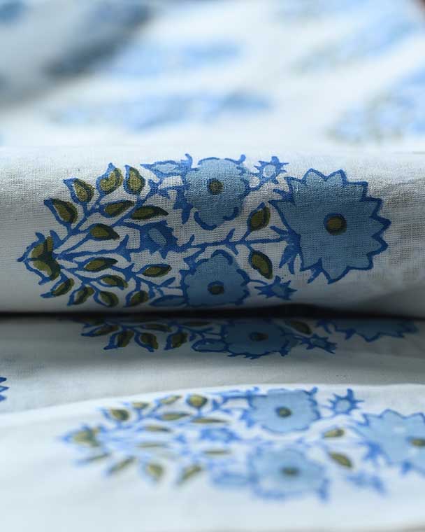 Mughal Flower Block Print Cotton Fabric