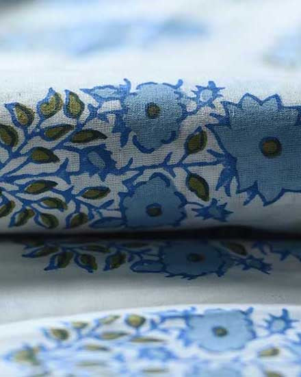 Mughal Flower Block Print Cotton Fabric