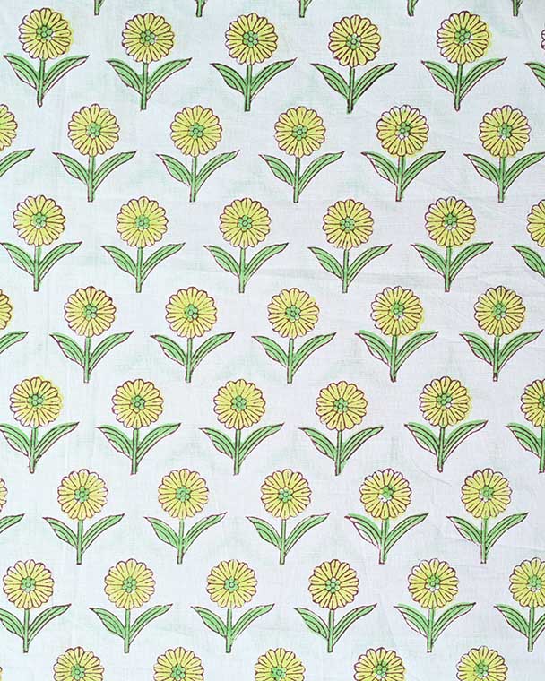 Alexis Indian Cotton Block Print Fabric by the Yard