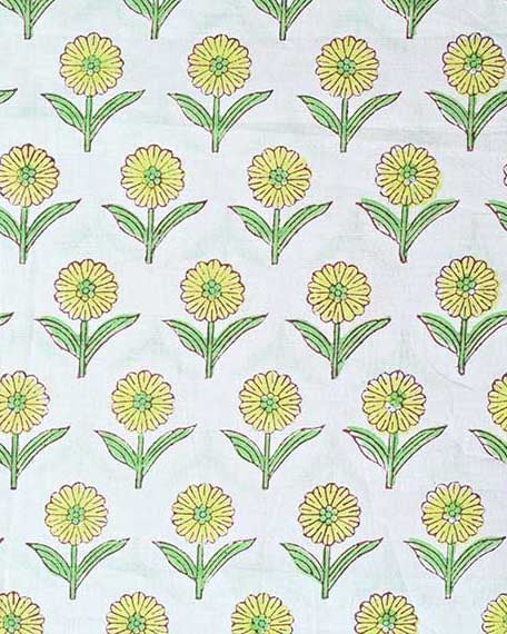 Alexis Indian Cotton Block Print Fabric by the Yard