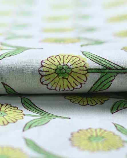 Alexis Indian Cotton Block Print Fabric by the Yard