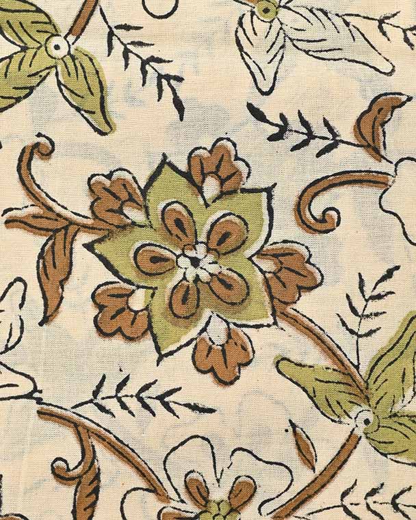 Holly Indian Cotton Block Print Fabric