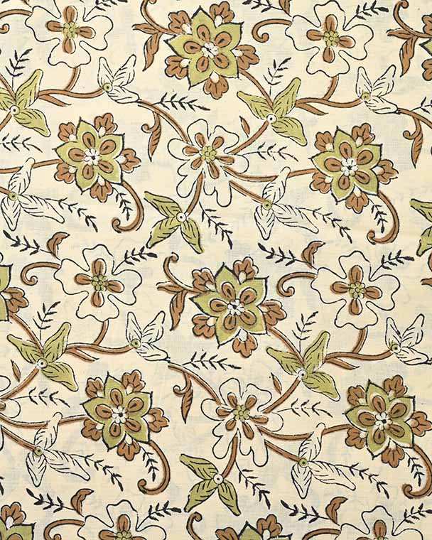 Holly Indian Cotton Block Print Fabric