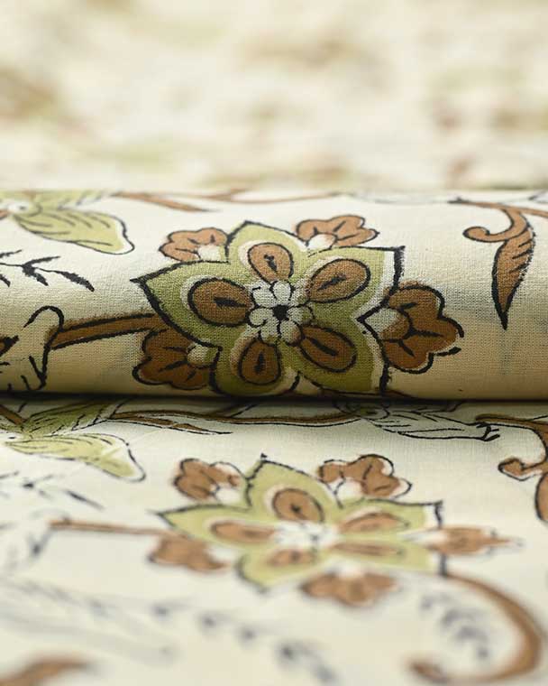 Holly Indian Cotton Block Print Fabric