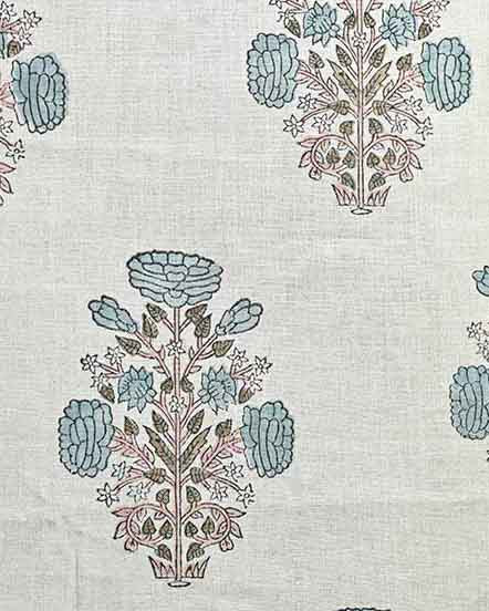 Nerina Floral Block Printed Linen