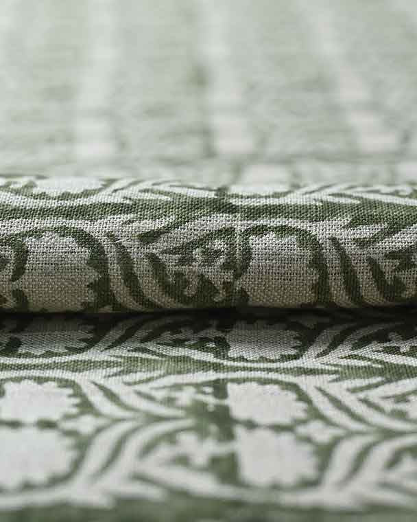 Henderson Floral Block Printed Linen Fabric