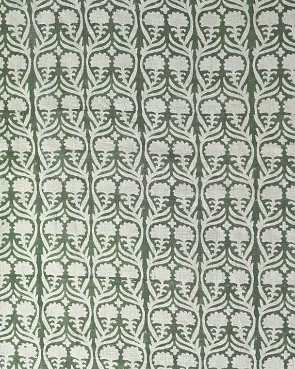 Henderson Floral Block Printed Linen Fabric