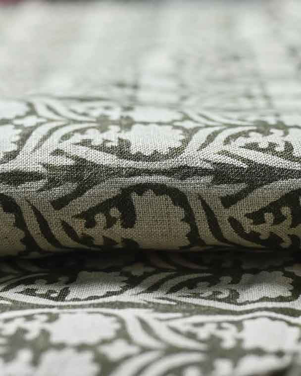 Henderson Floral Block Printed Linen Fabric