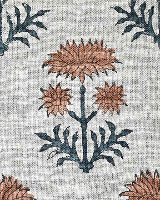 Sylvia Hand Block Printed Linen Fabric