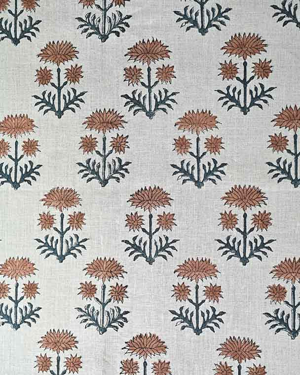 Sylvia Hand Block Printed Linen Fabric