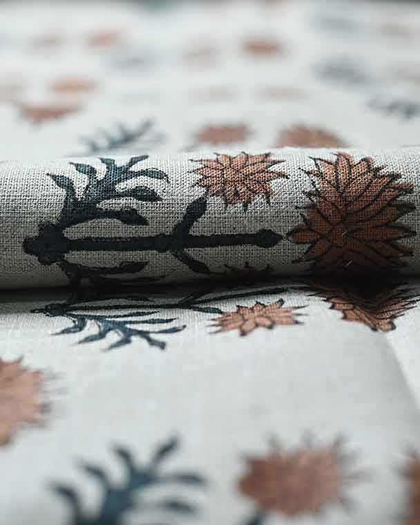 Sylvia Hand Block Printed Linen Fabric