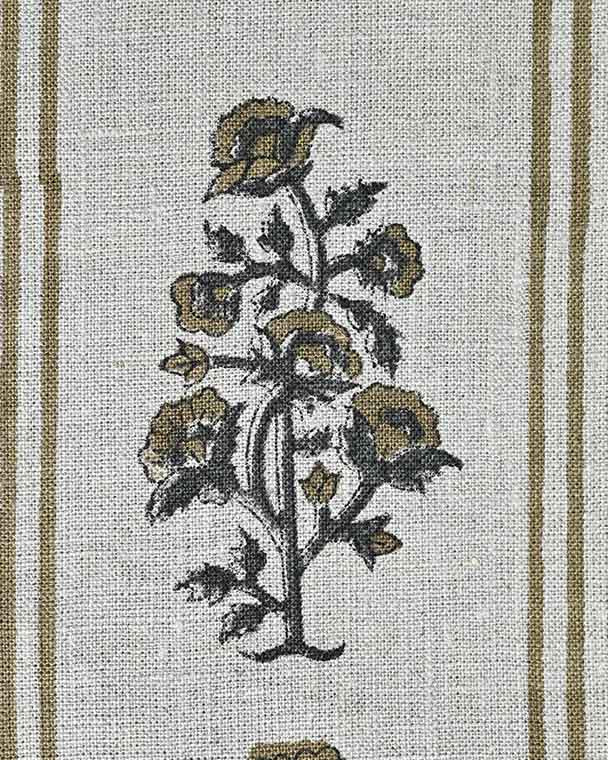 Arla Hand Block Printed Linen Fabric